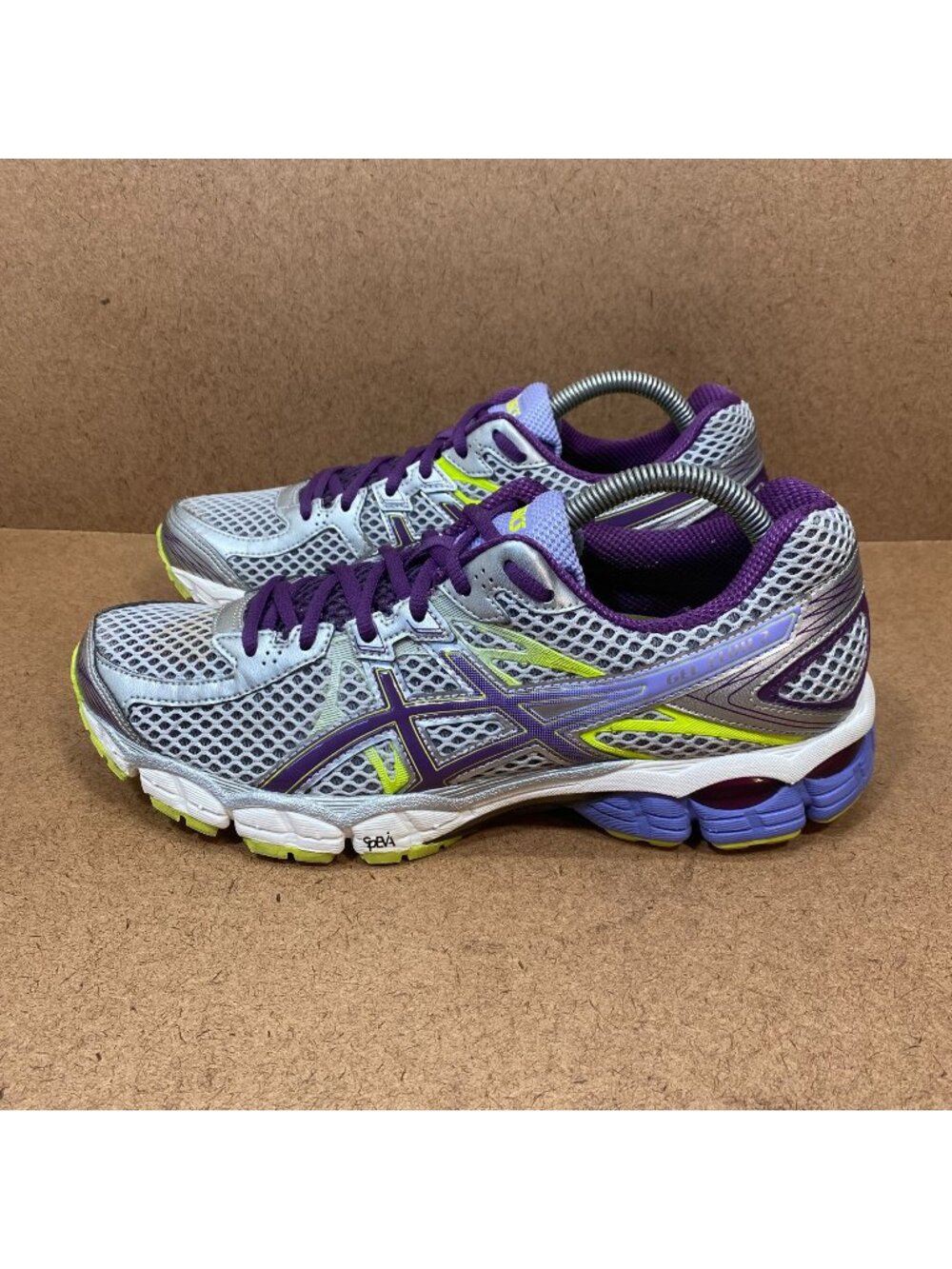 Asics Gel-Flux 2 Womens Running Shoes Purple Silver Mesh Lime Green Size 10